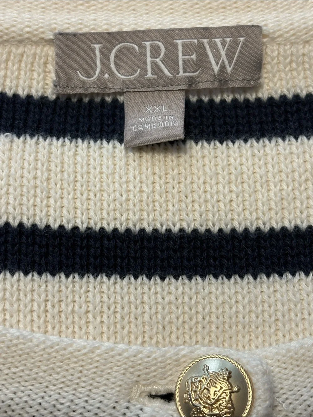 J. Crew Emilie Sweater Lady Jacket in Stripe XXL Navy Cream Stripe Work Office